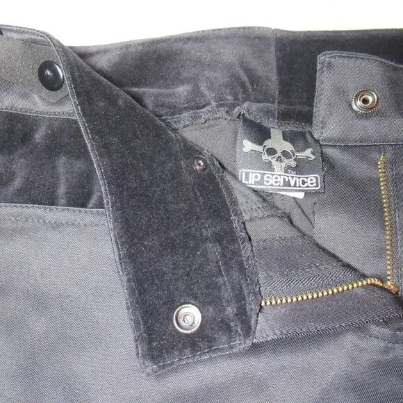 Lip Service Velvet Cross Pants Small Rare Low Rise Goth Rocker Excellent Jeans - Picture 4 of 14